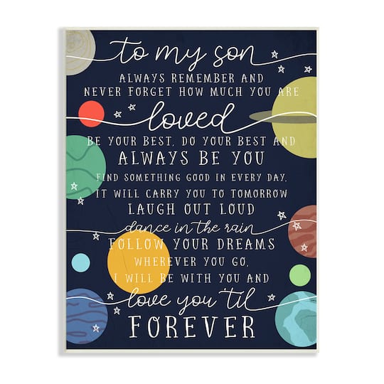 Stupell Industries My Son Love You Forever Phrase Outer Space Wall Plaque